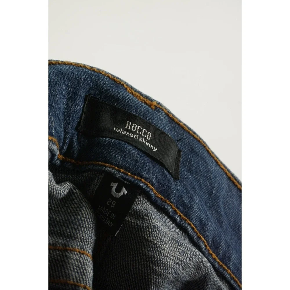 True‎ Religion Rocco Relaxed Skinny Distressed Denim Men's 29 x 34 Blue Jeans